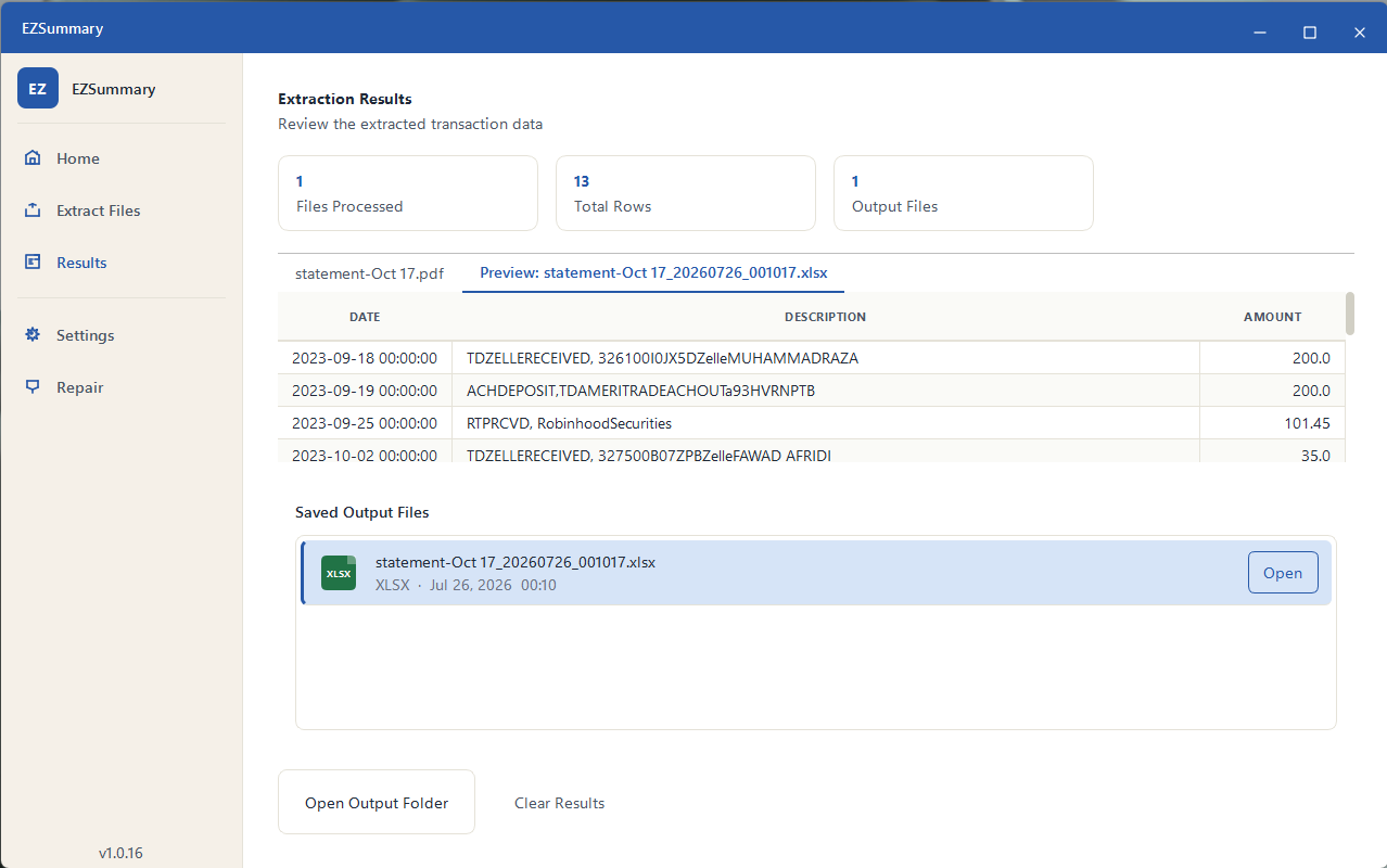 EZ-Summary screenshot